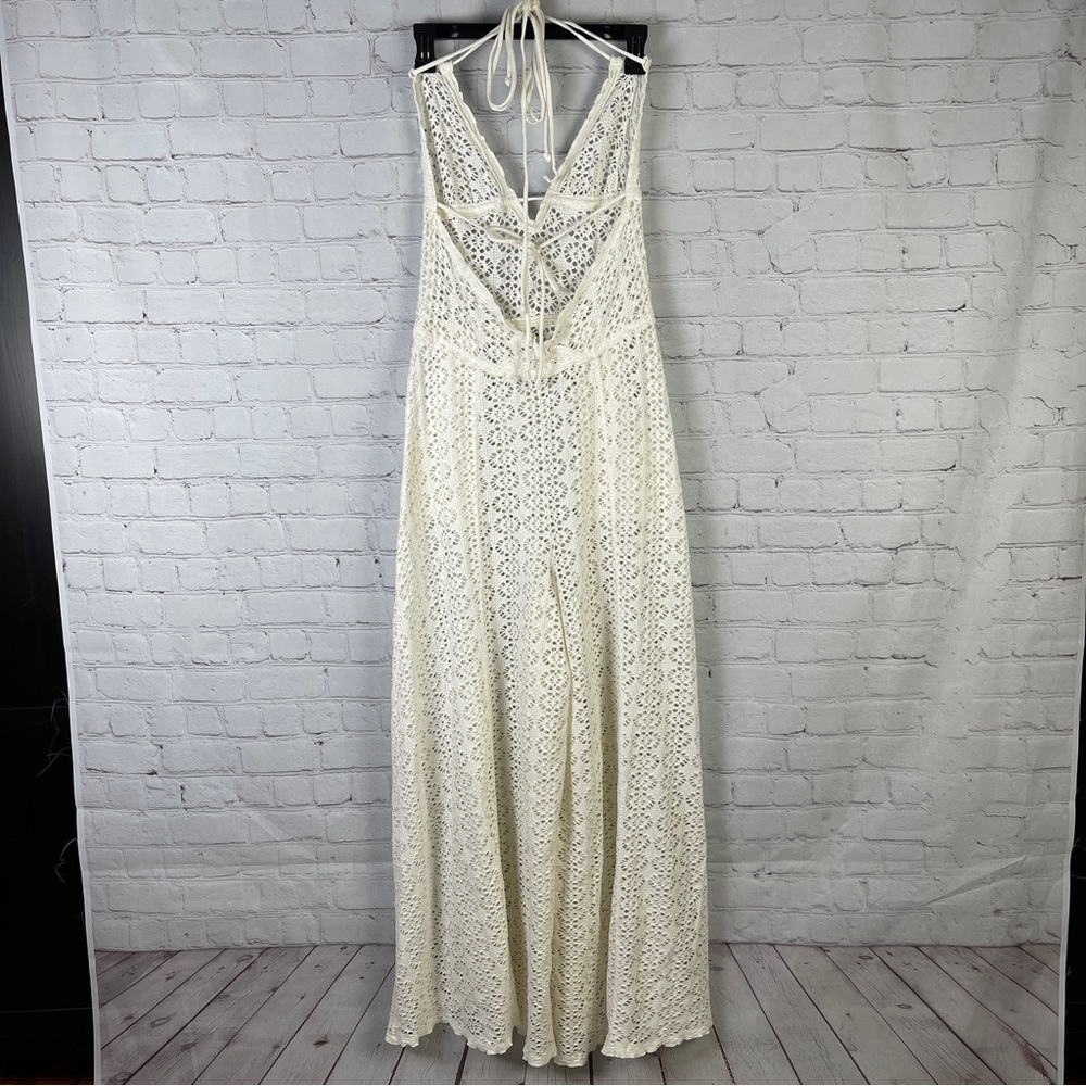 FREE PEOPLE Beach light crochet beige coverup jumpsuit, size M - Picture 6 of 16